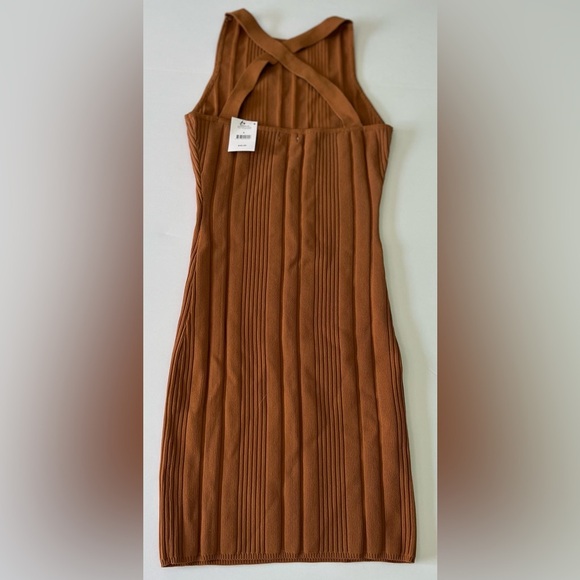 Bodycon Dress‎ Women’s S Fawn Brown Ribbed Mini Sleeveless NWT - Picture 5 of 8